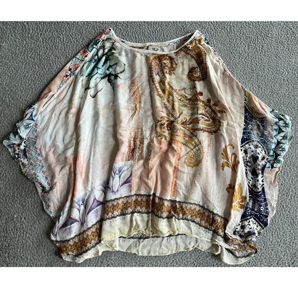 Chico's Poncho Sweater Top Large XL Oversized Floral Artsy Colorful Beach Boho 3 - Picture 1 of 14